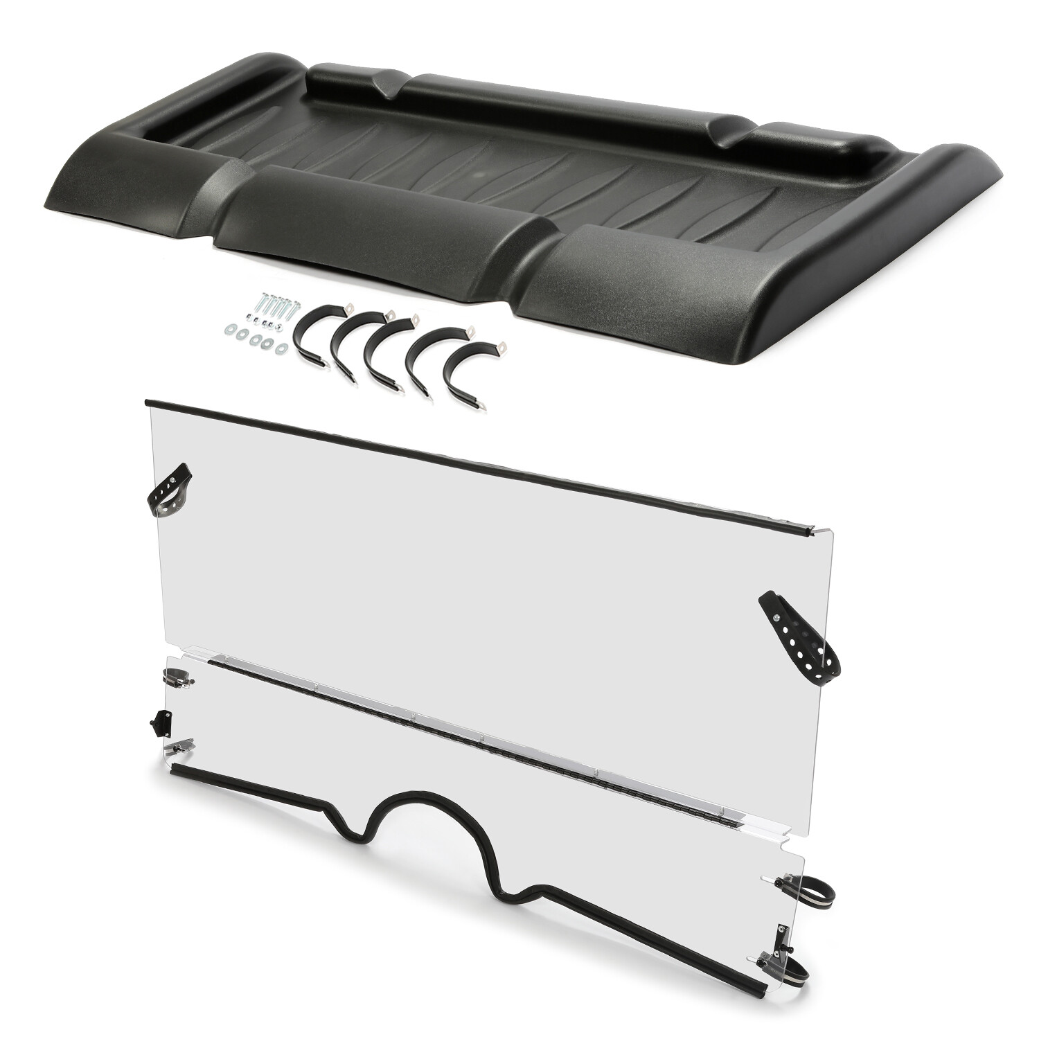 Top Roof & 1/4" Front Folding Windshield For 2004-2013 Yamaha Rhino 450 660 700