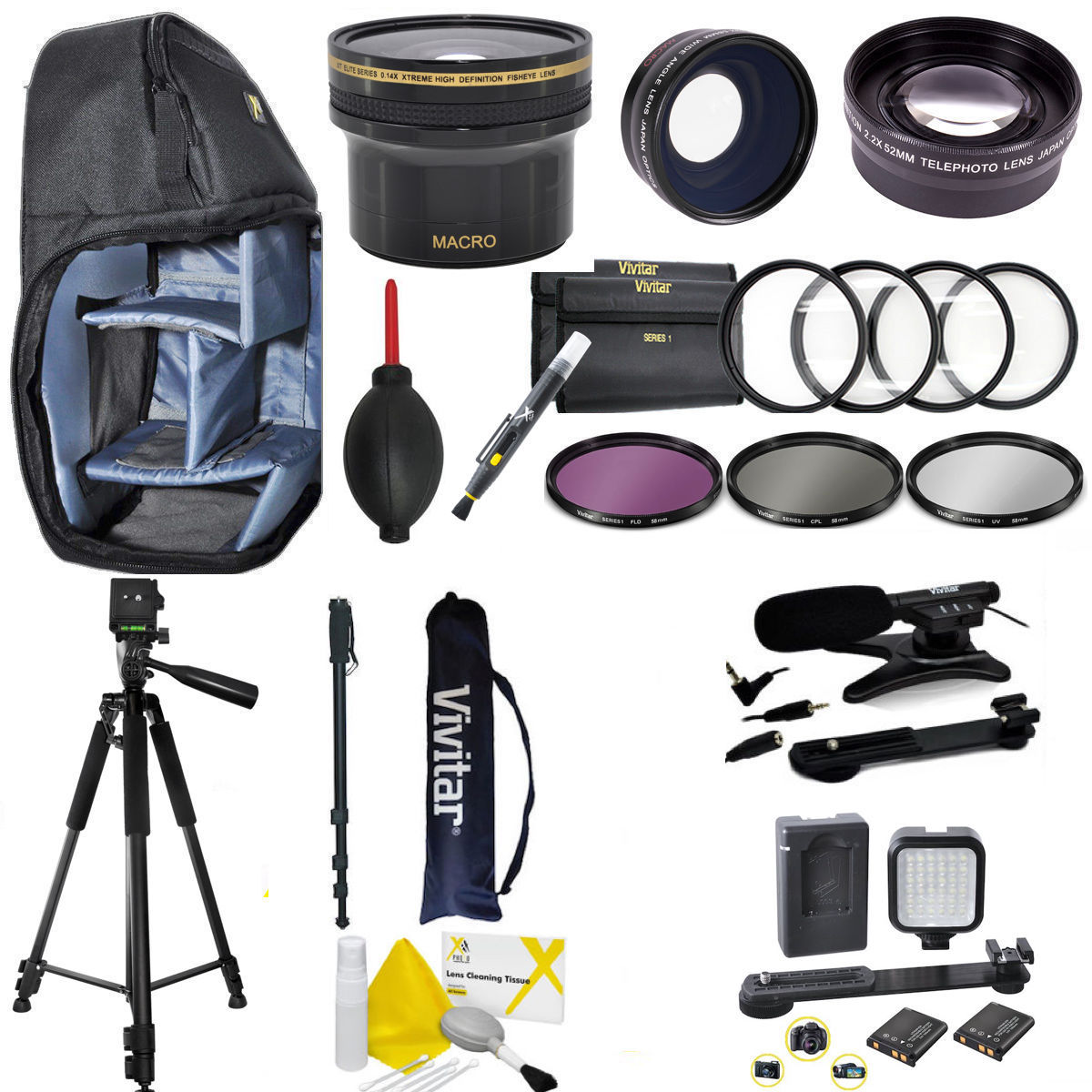ULTIMATE PRO ACCESSORY FOR CANON XC15 CAMERA HD LENSES TRIPOD FILTERS LED LIGHT