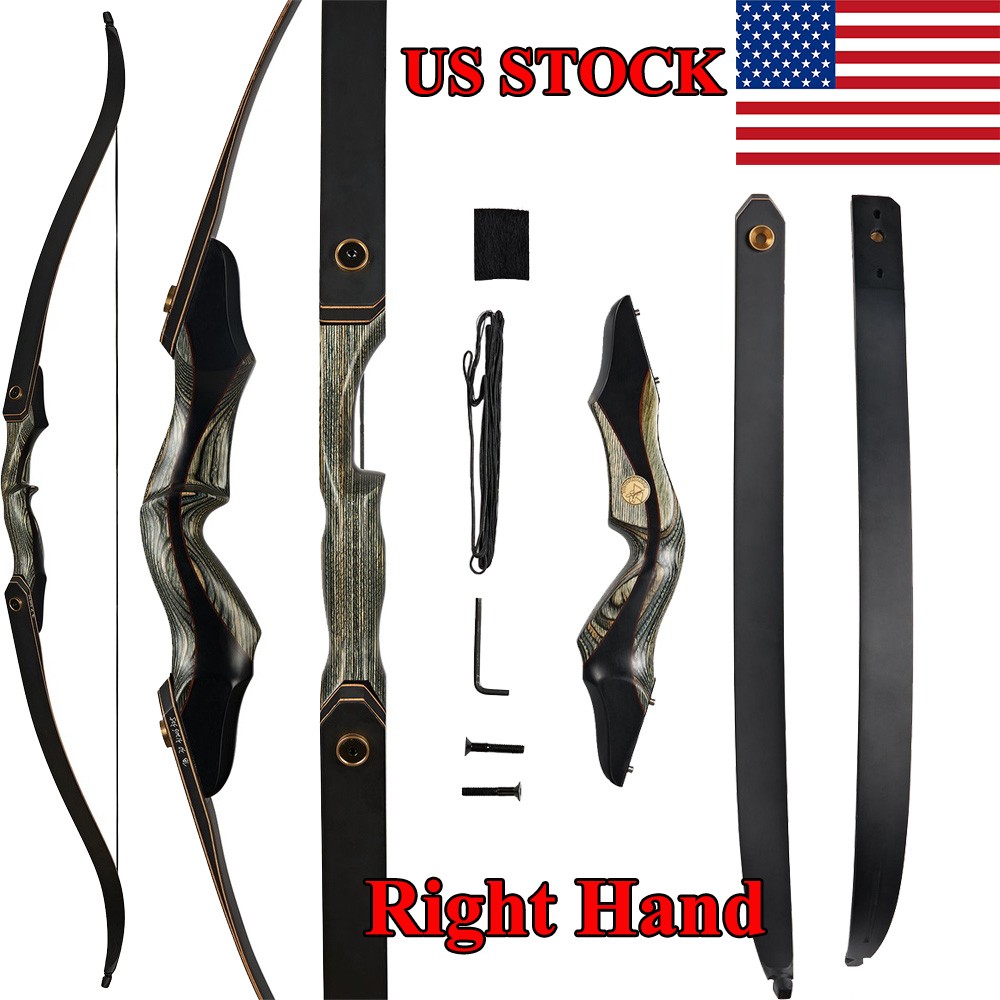 60" Archery Takedown Recurve Bow 25-50lbs Wooden Bow for Hunting Target Shooting