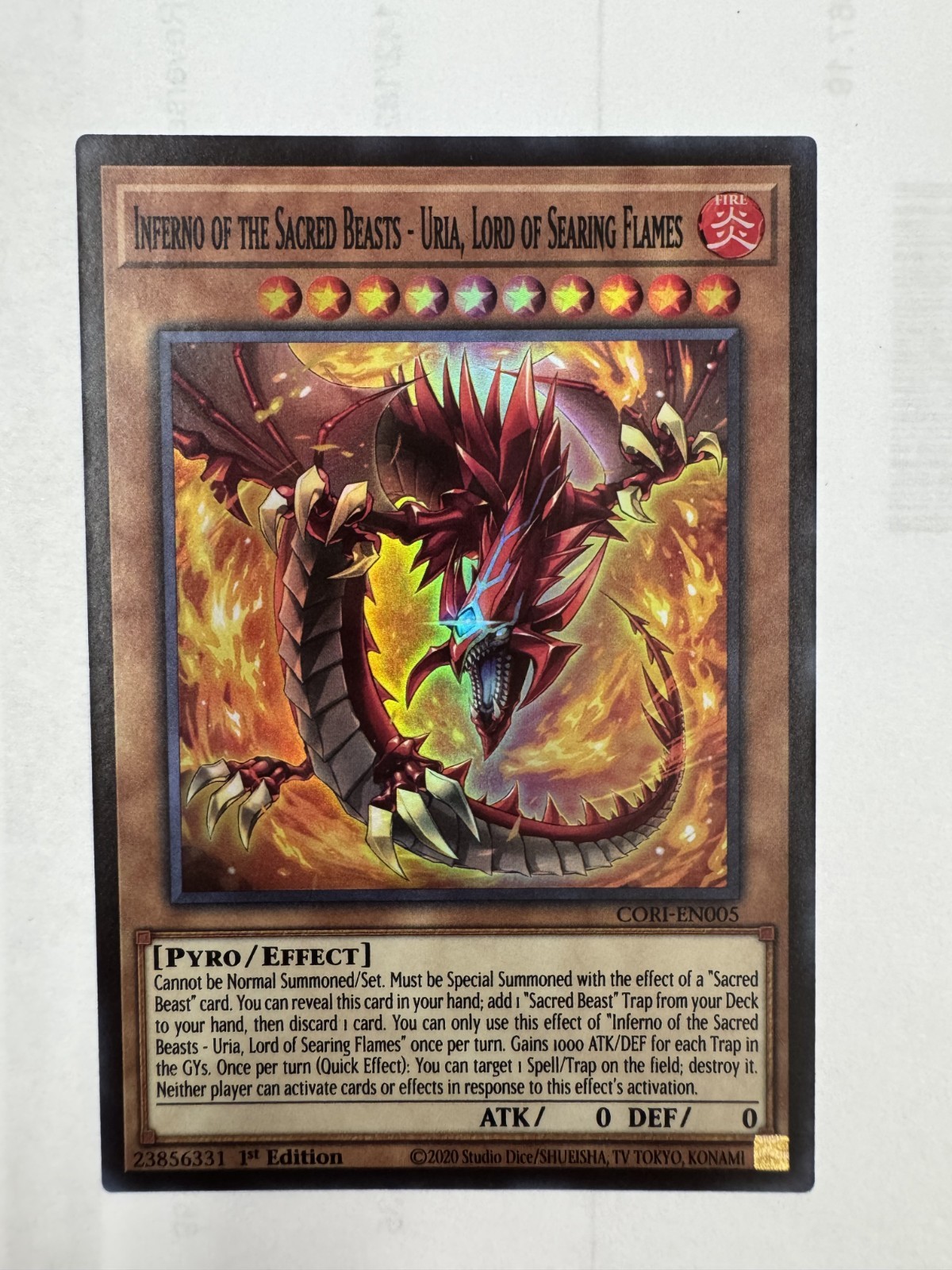 Inferno of the Sacred Beasts-Uria- CORI-EN005 - Super Rare - Chaos Origins-NM/M