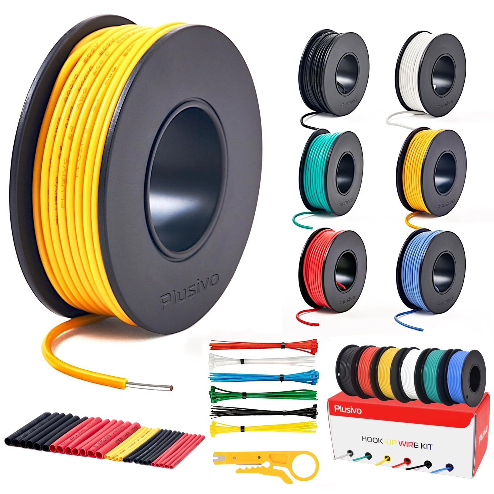 20 AWG Solid Core Wire Kit – 20 Gauge PVC Coated Copper Wires Pre-Tinned 23ft...