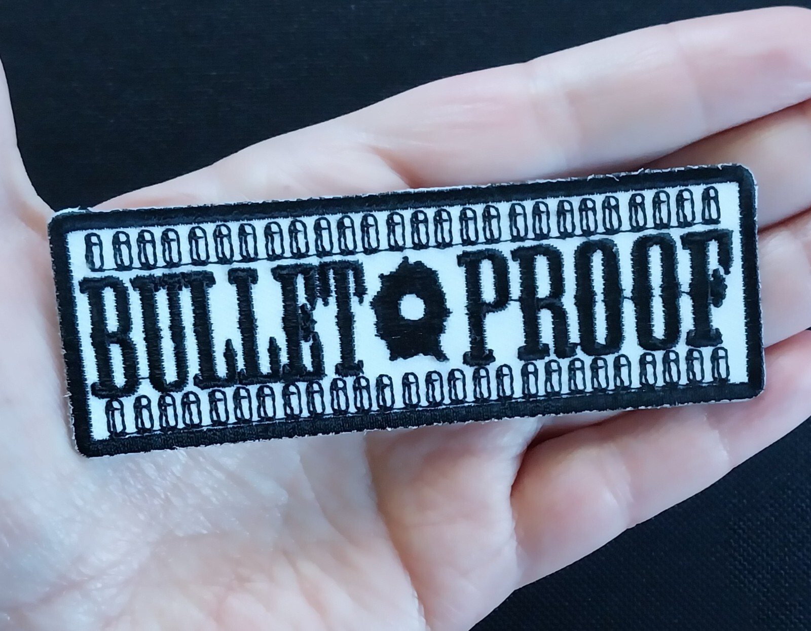 BULLET PROOF ~ Name Tag Motorcycle Vest Jacket Hat Military Biker Patch