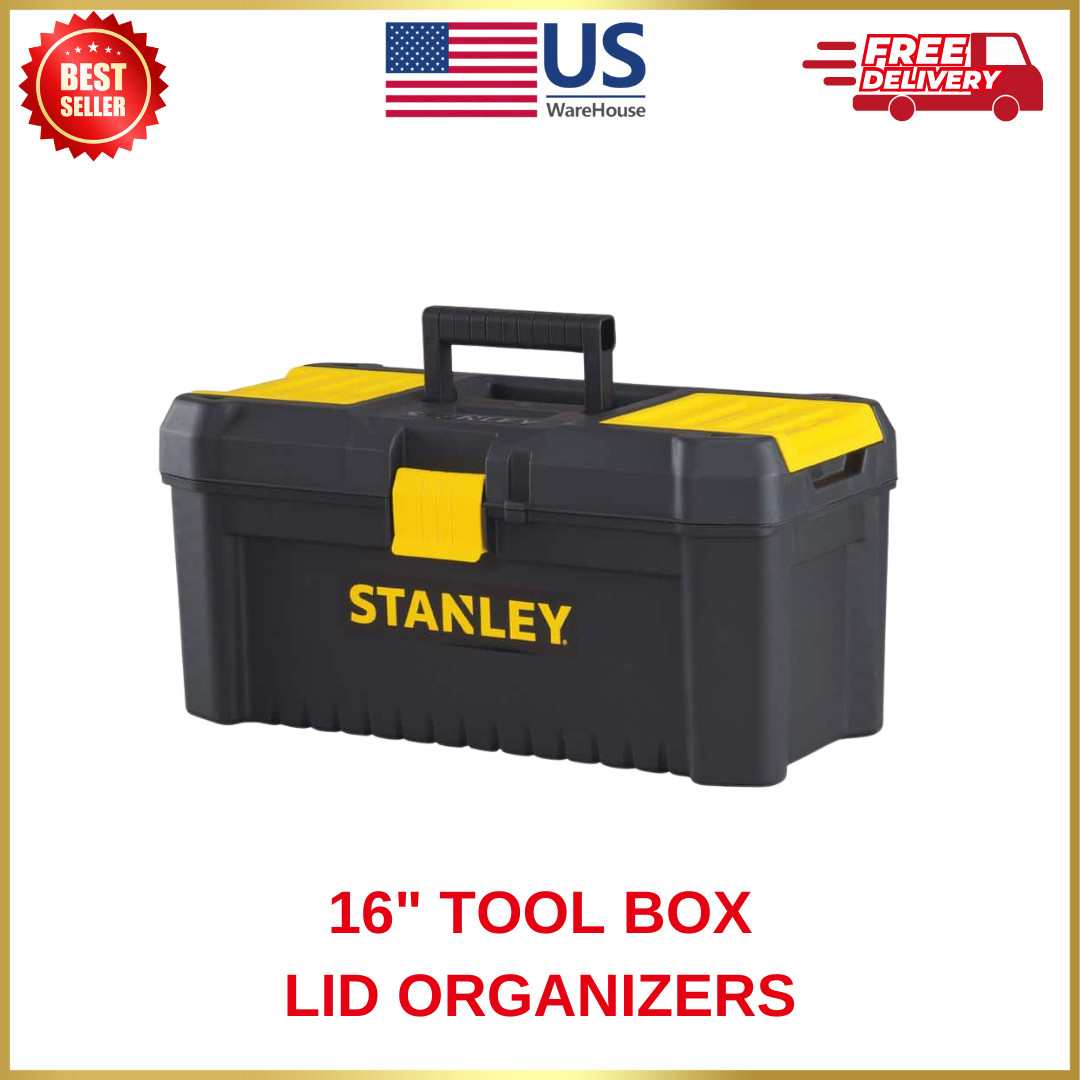 16 in. 2.1 Gallon Essential Durable Heavy Duty Home Tool Box with Lid Organizers