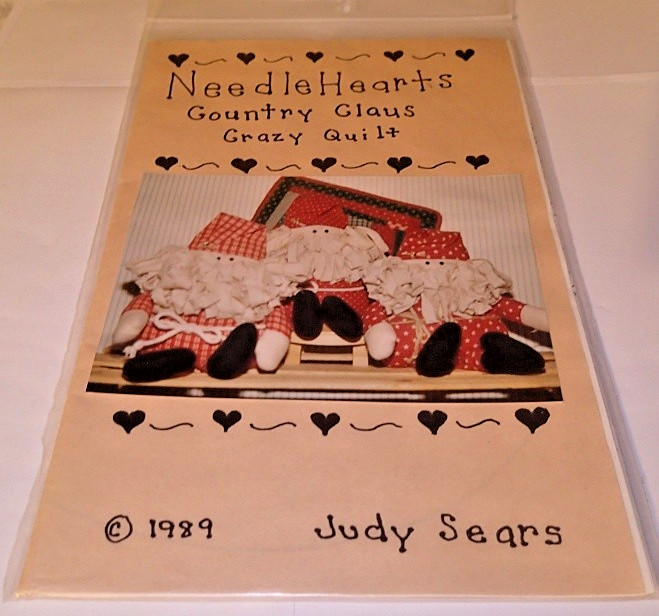 NEEDLE HEARTS PATTERN ~ COUNTRY CLAUS CRAZY QUILT ~ 1989 *NEW