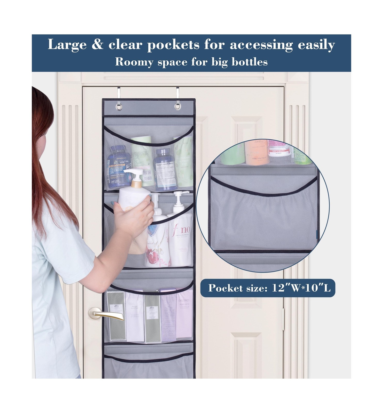 KEETDY Hanging Shelves Over the Door Organizer Storage for Closet with 5 Pock...