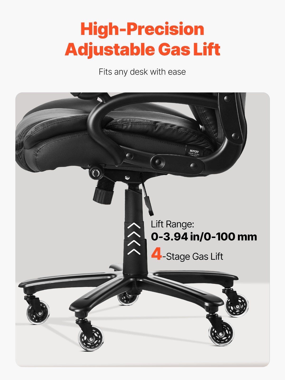 Executive Chair High Back Office Chair Knob-Control Lumbar Support Black