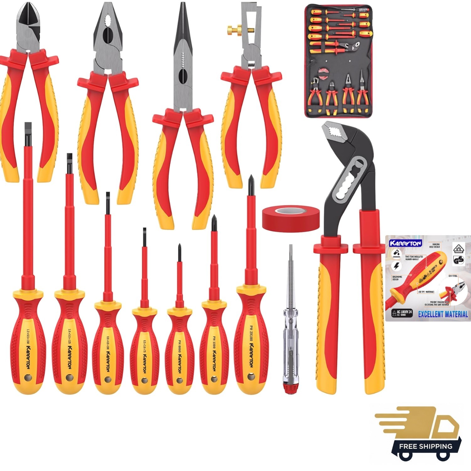 Portable 14PC Electrician Tool Set – Insulated & Corrosion Resistant for Safety