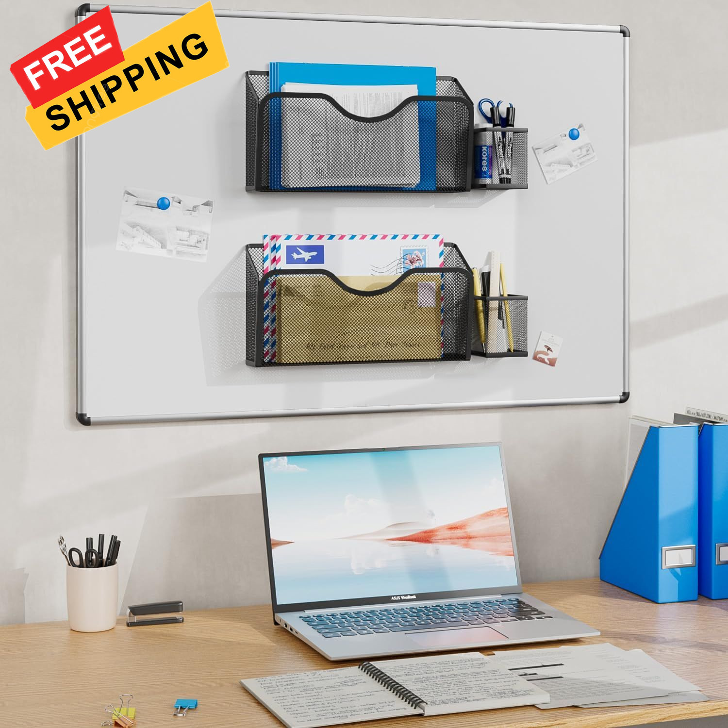 JANE EYRE Magnetic File Holder - 2pcs Hanging Organizer Magazine BLACK