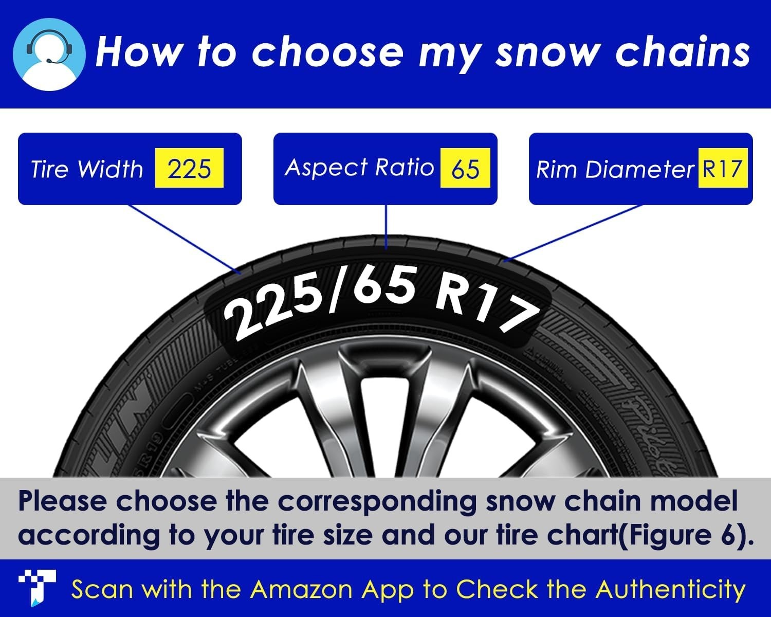 Snow Tire Chains HKN-110 Quick Fit Auto Fix Passenger SUV Set 2