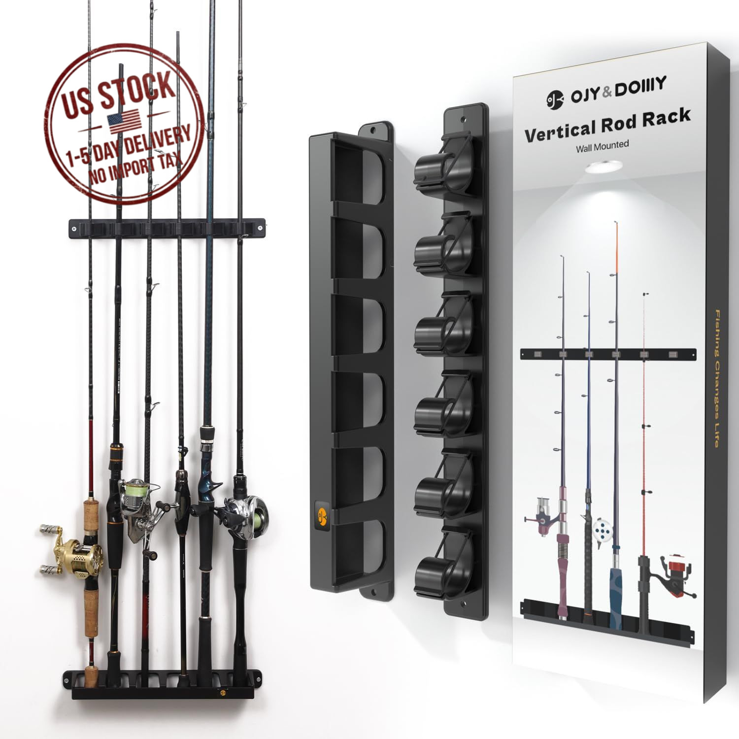 Wall Mount Fishing Rod Holders Vertical Fishing Pole Storage Rack Garage