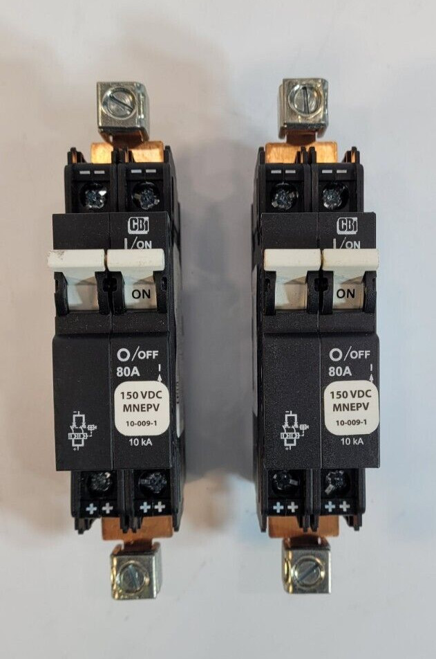 CBI CURVE U2 QY-2(13)-DM-U2-80A-B1-ZL  2-POLE DC BREAKER DIN RAIL MOUNT Lot of 2