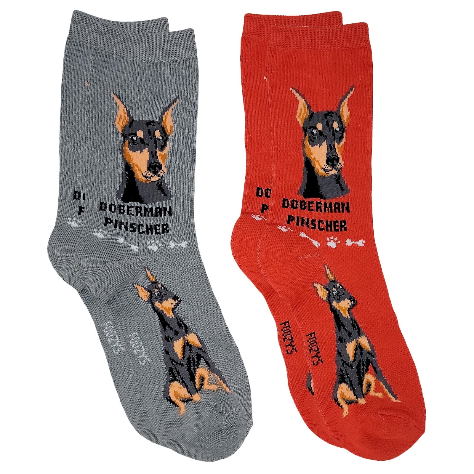 Doberman Pinscher Socks 2 Pairs Womens Foozys Canine Dog Breed Puppy Pup Pooch