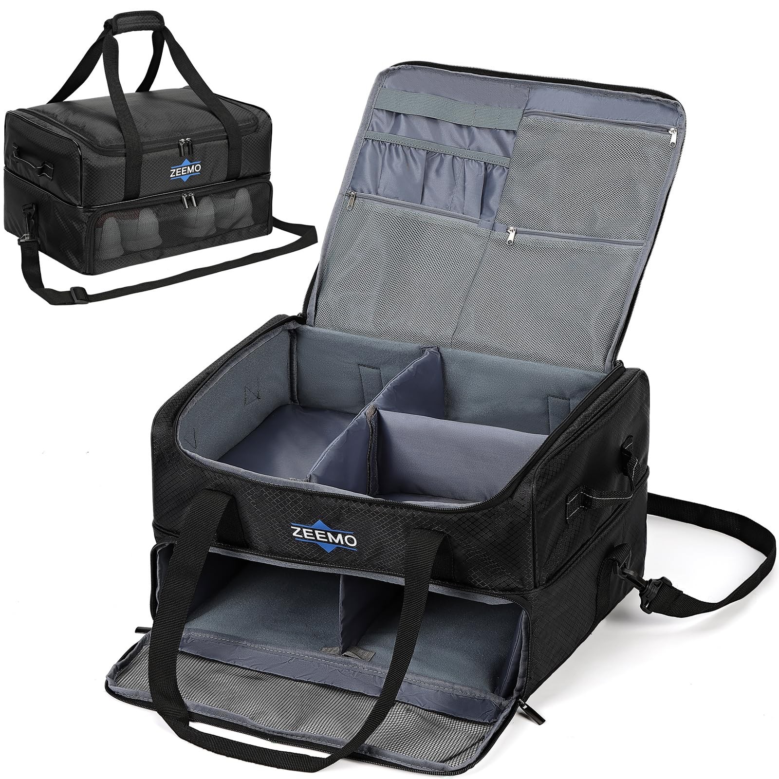 Black Golf Trunk Organizer 2 Layer Car Locker Ventilated Fits 2 Pair Shoes