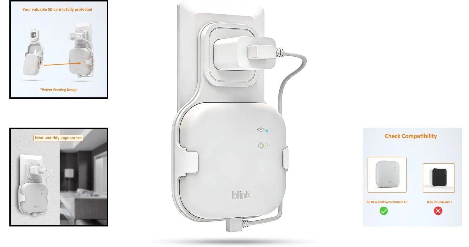 Blink Sync Module XR Outlet Mount Bracket No Tools Needed USB-C Included