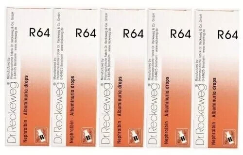 Pack of 5 Dr. Reckeweg R64 Albuminuria Drop (22ml) Homeopathic Drop  - F/S