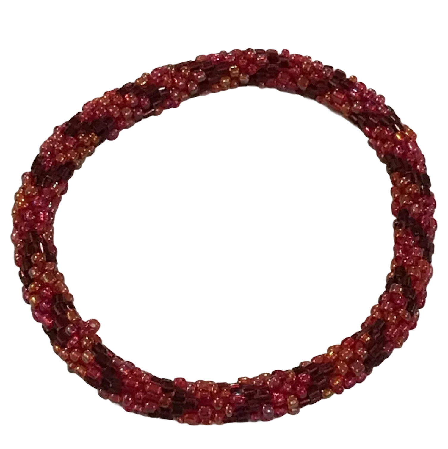 plaid seed bead crochet bracelet 7”