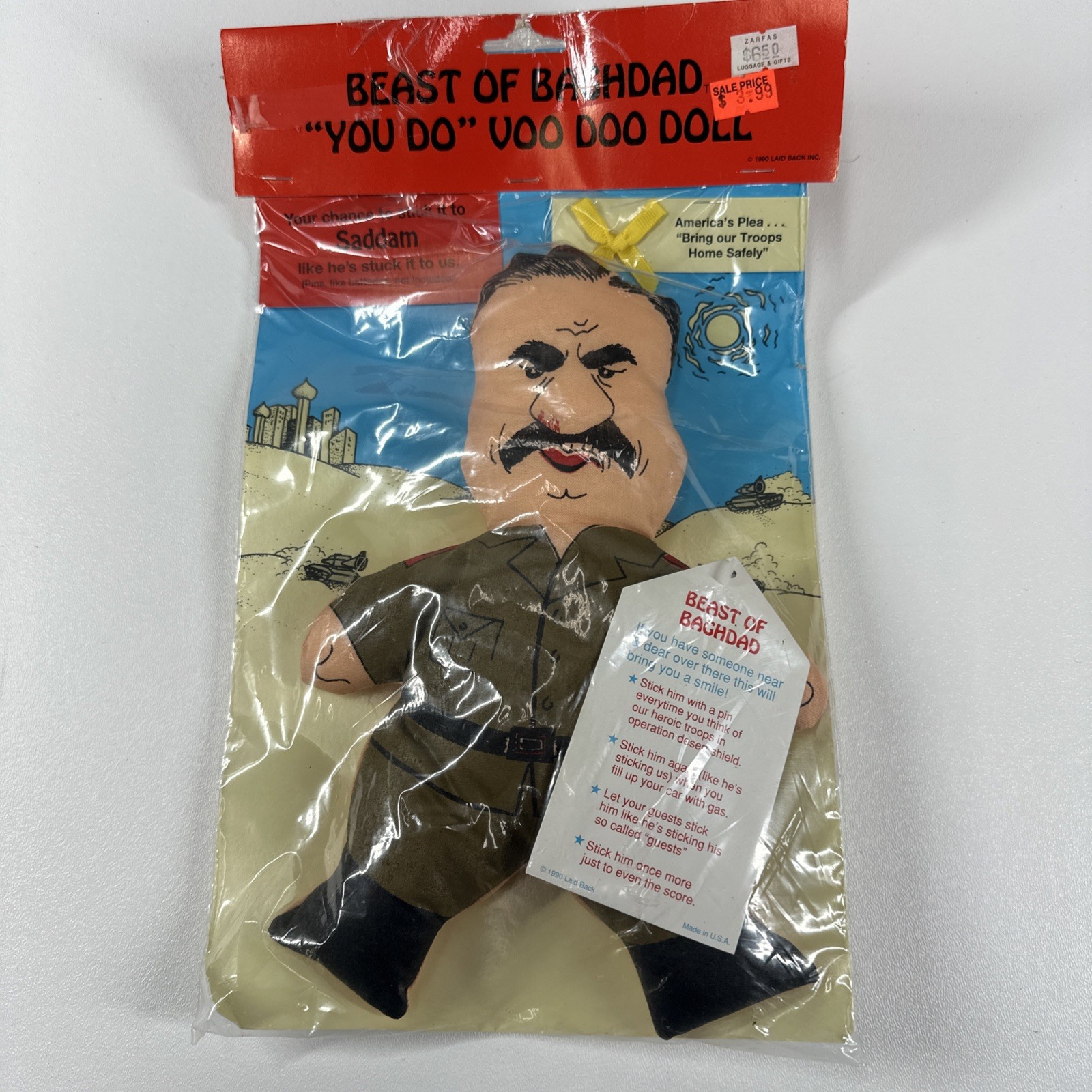 Saddam Hussein Doll 1990 Beast Of Baghdad You Do Voo Doo Doll w Yellow Ribbon