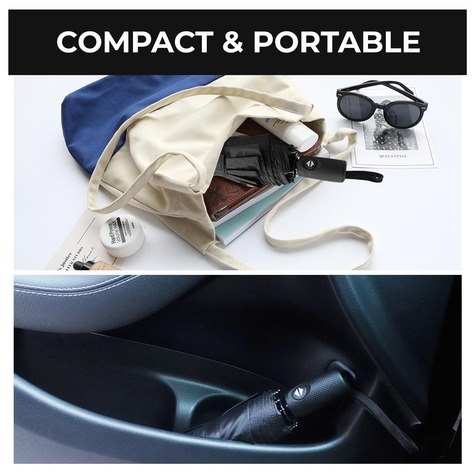 Compact Travel Umbrella Automatic Open Close Windproof UPF 50 Sun Rain