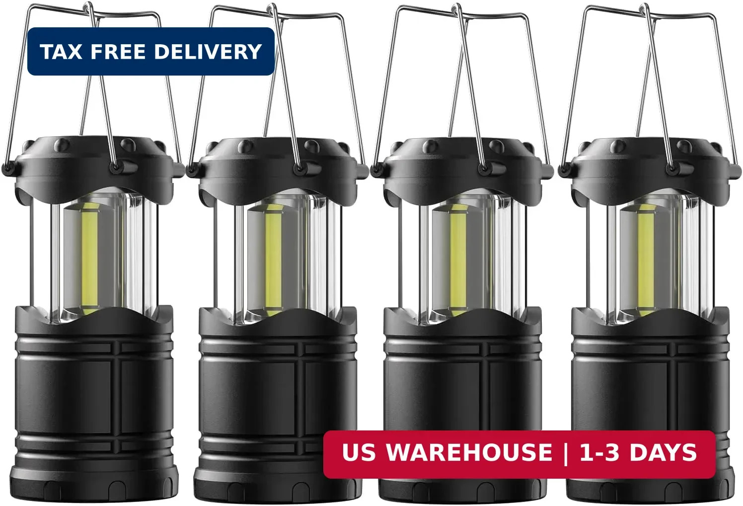 LED Camping Lantern, 4 Pack Battery Powered Flashlight for Power Outages