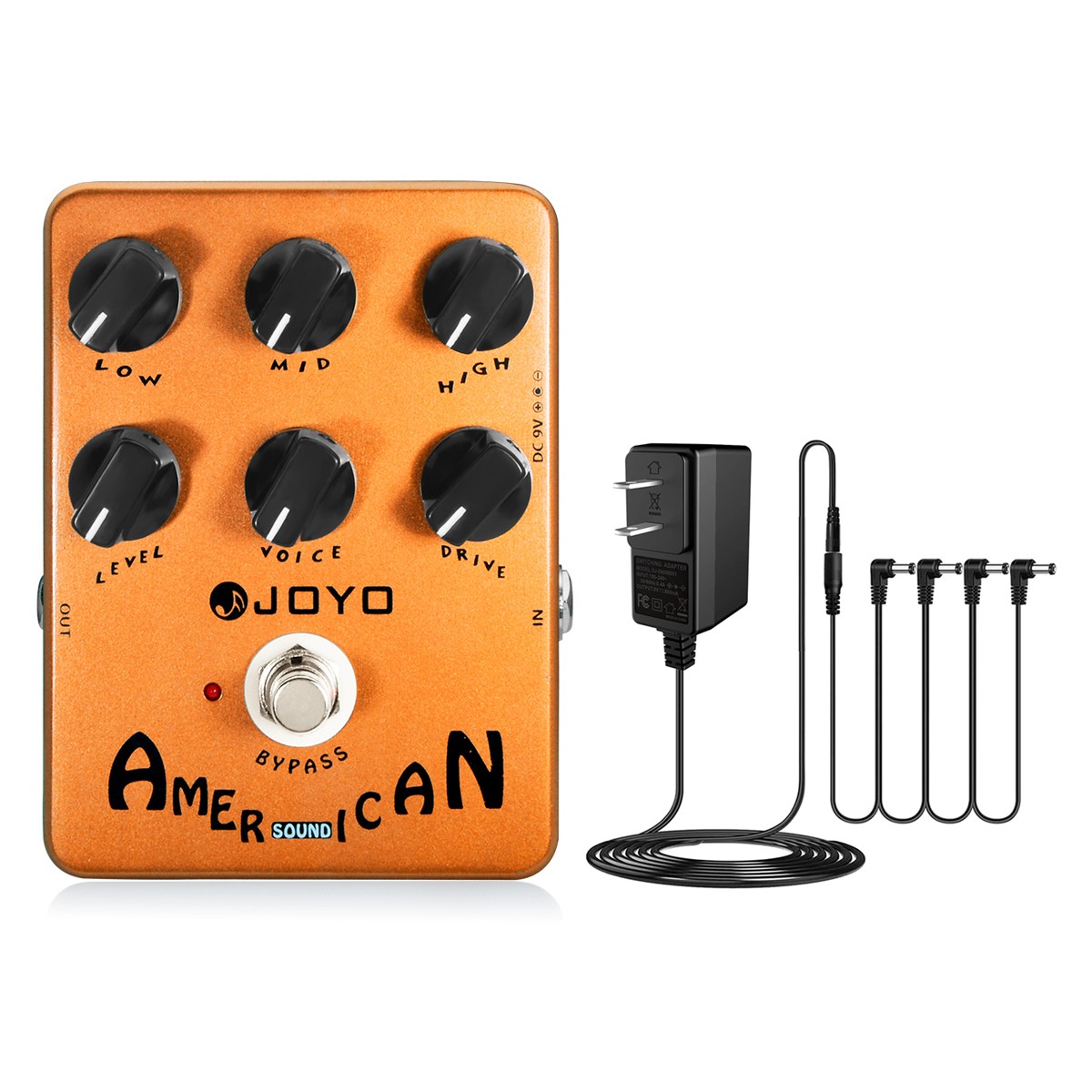 JOYO Overdrive Guitar Pedal American Sound Amp Simulator Fender 57 Power Adapter