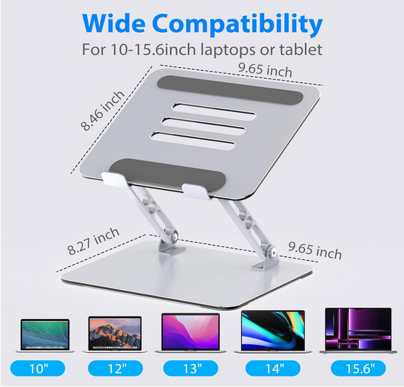 Adjustable Metal Laptop Stand Foldable Notebook Riser Ventilated Cooling Holder