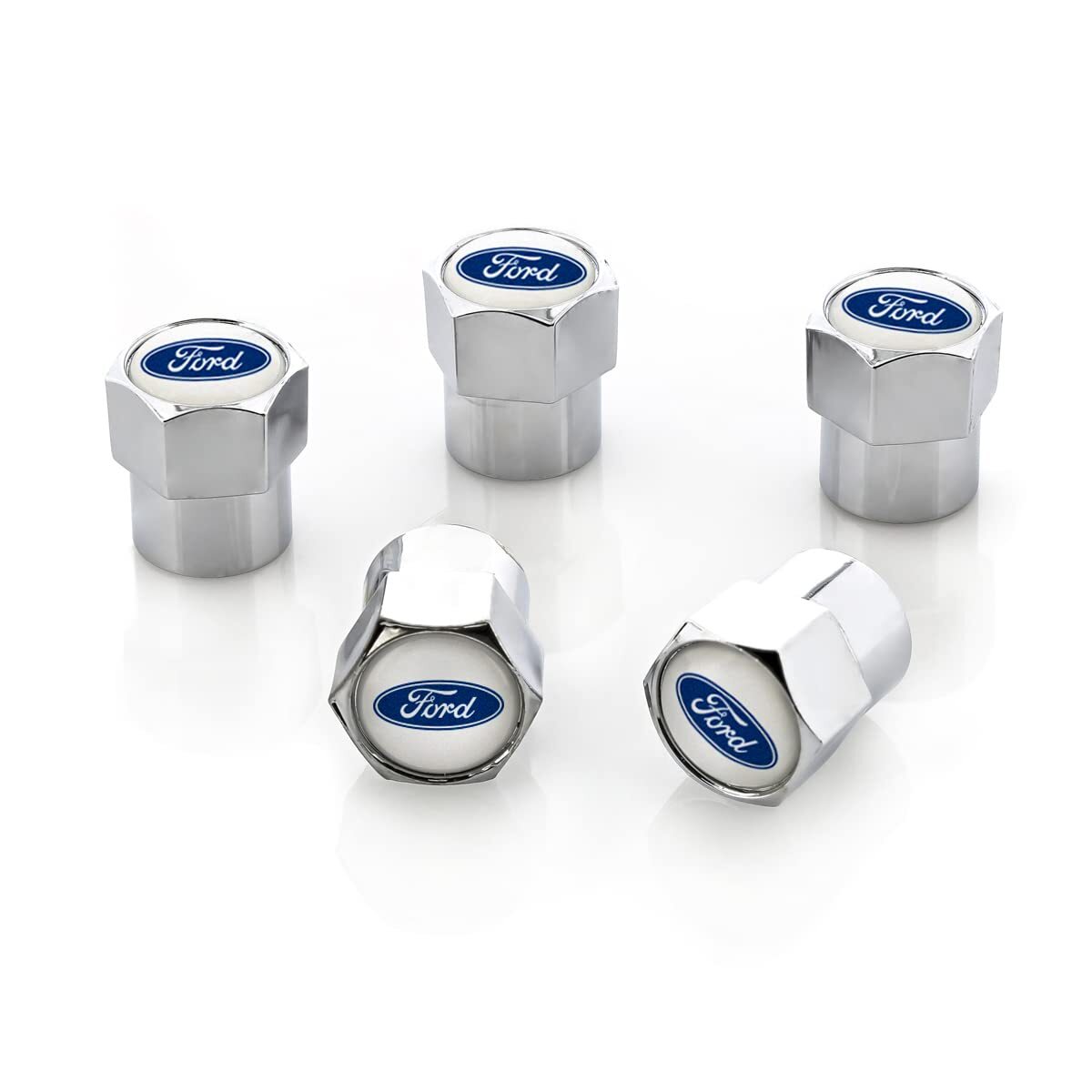Ford Blue Tire Valve Stem Caps Pack of 5 TPMS Compatible ABS Plastic