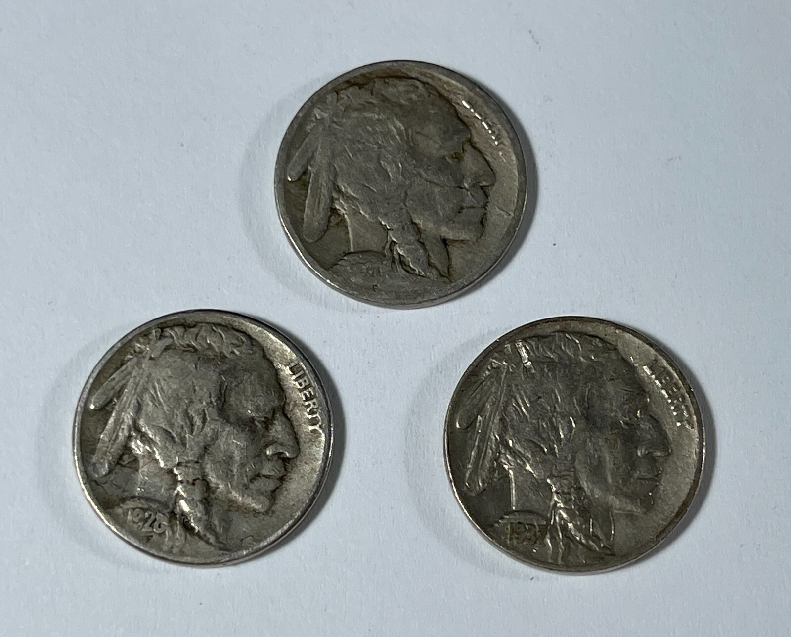 Errors 1920, 1928-S, 1937-D Buffalo 5C (#20712) Obv Die issues