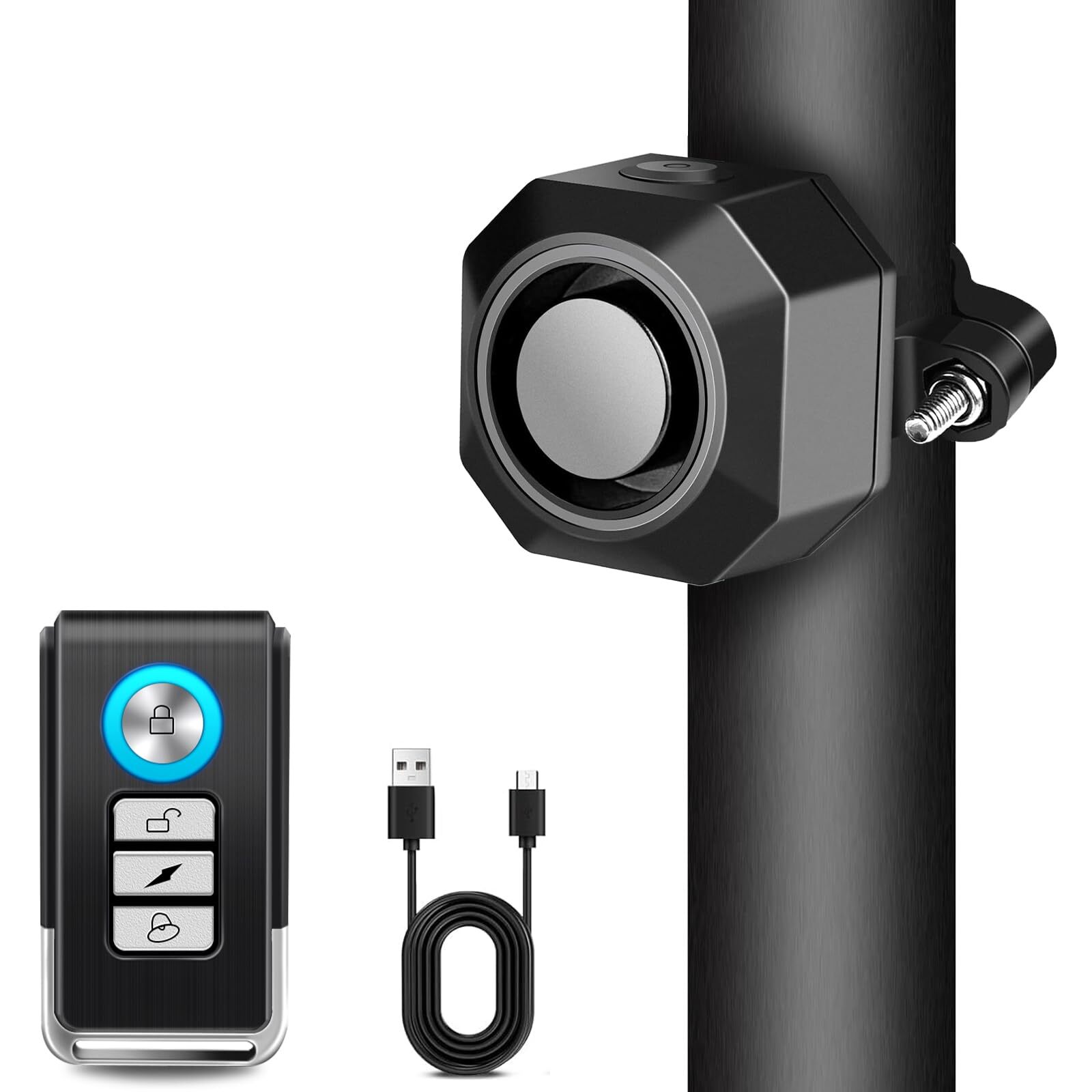 Waterproof Bike Alarm Rechargeable Wireless Anti-Theft Vibration System w/Remote