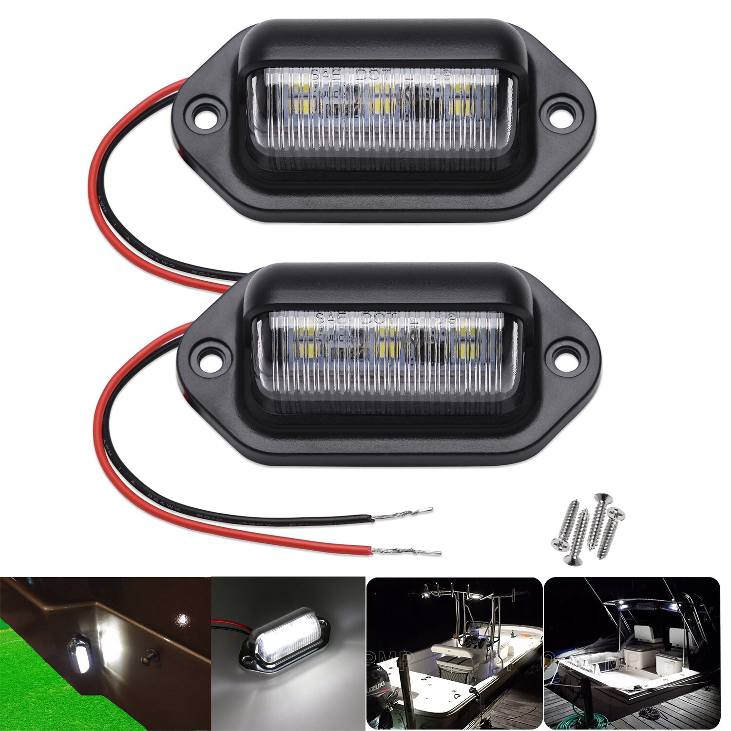 2x Marine Boat LED Stern Navigatioin Lights White 12V Cabin Deck Courtesy Light