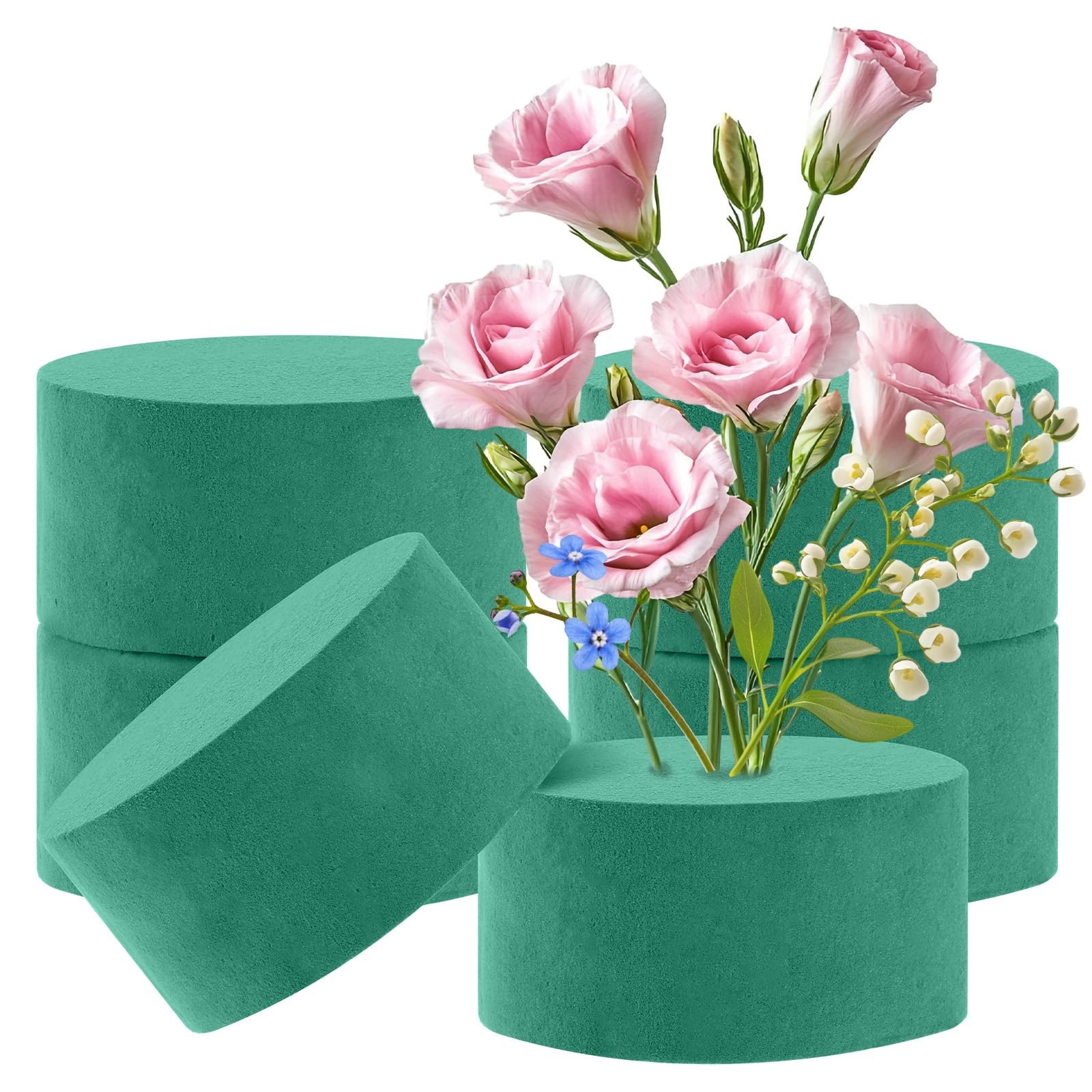 6 Pcs Floral Foam Blocks, 3.15inch Styrofoam Block Round, Dry Oasis Floral Fo...