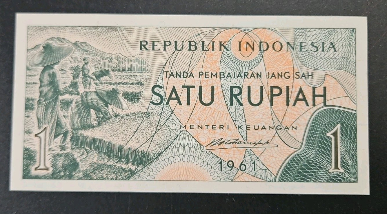 BANK OF INDONESIA 1 RUPIAH 1961 UNC