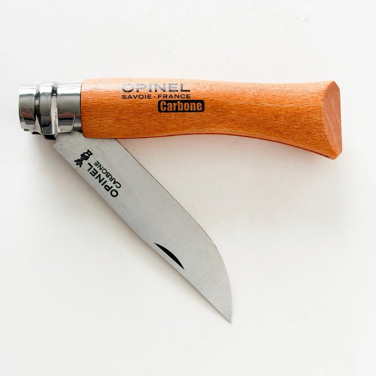 Opinel No. 06 Carbone - Carbon Steel Folding Pocket Knife, Beechwood Handle, 2.8