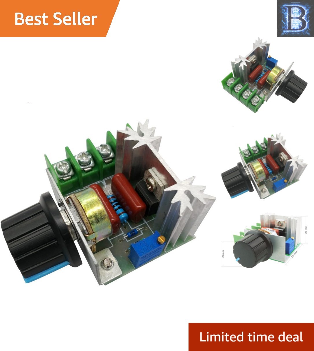 Adjustable 50-220V AC Motor Speed Regulator with LCD Display - 2000W Power