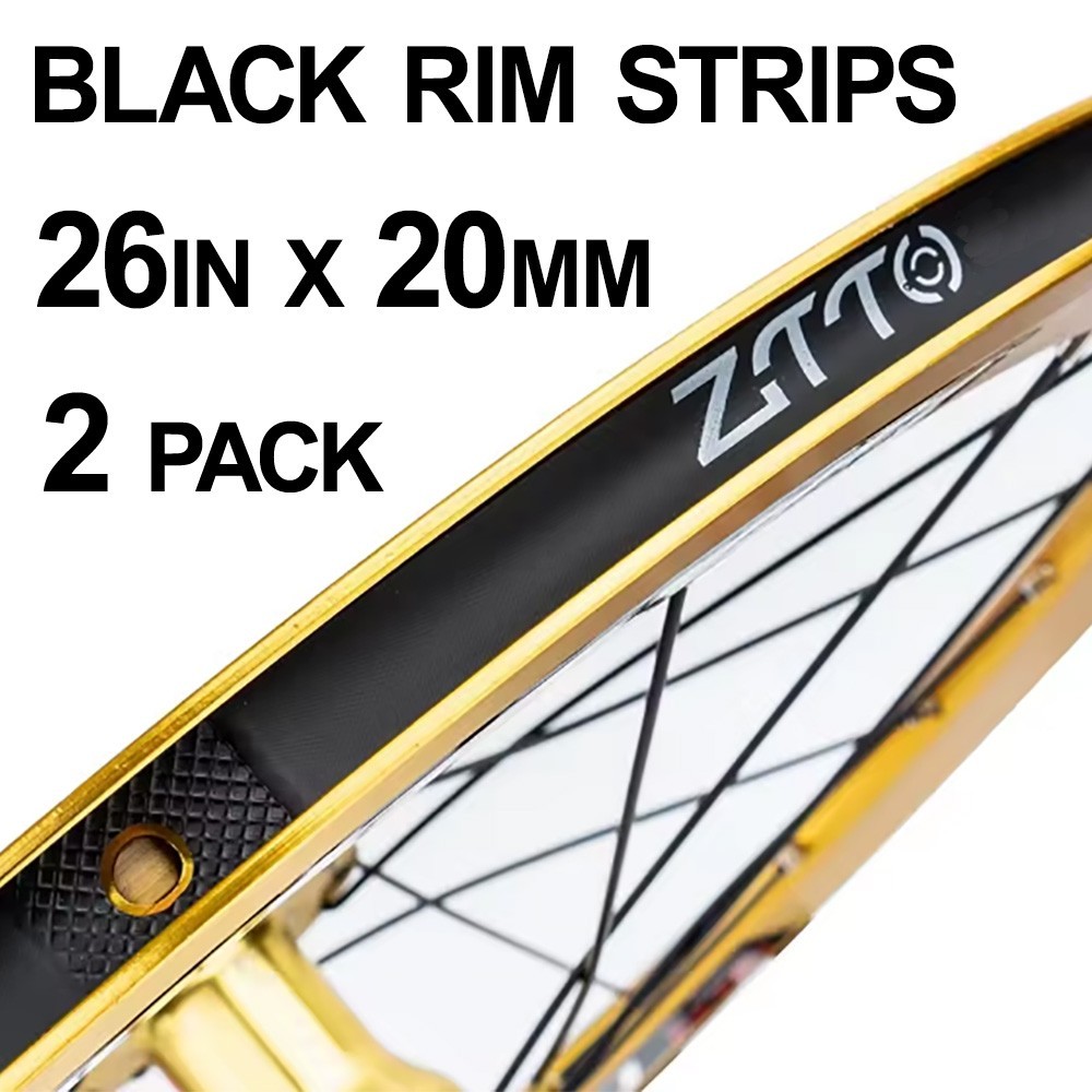 Black Bicycle Wheel Rim Strips - 26 inch x 20mm -2 pack- Alternative to Rim Tape