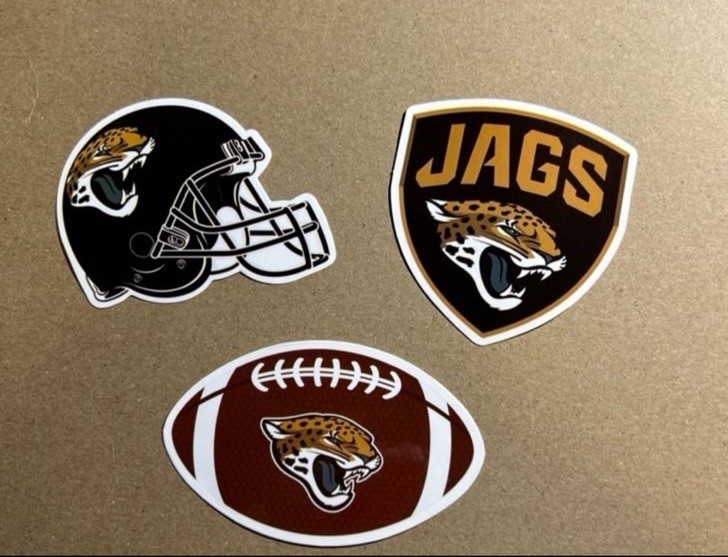 Jacksonville Jaguars  Team Logo  sticker/decals- set of 4 approx 2-3”