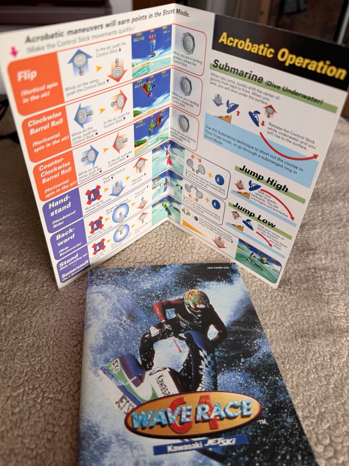 Wave Race 64 Instruction Manual Booklet And Move List Card