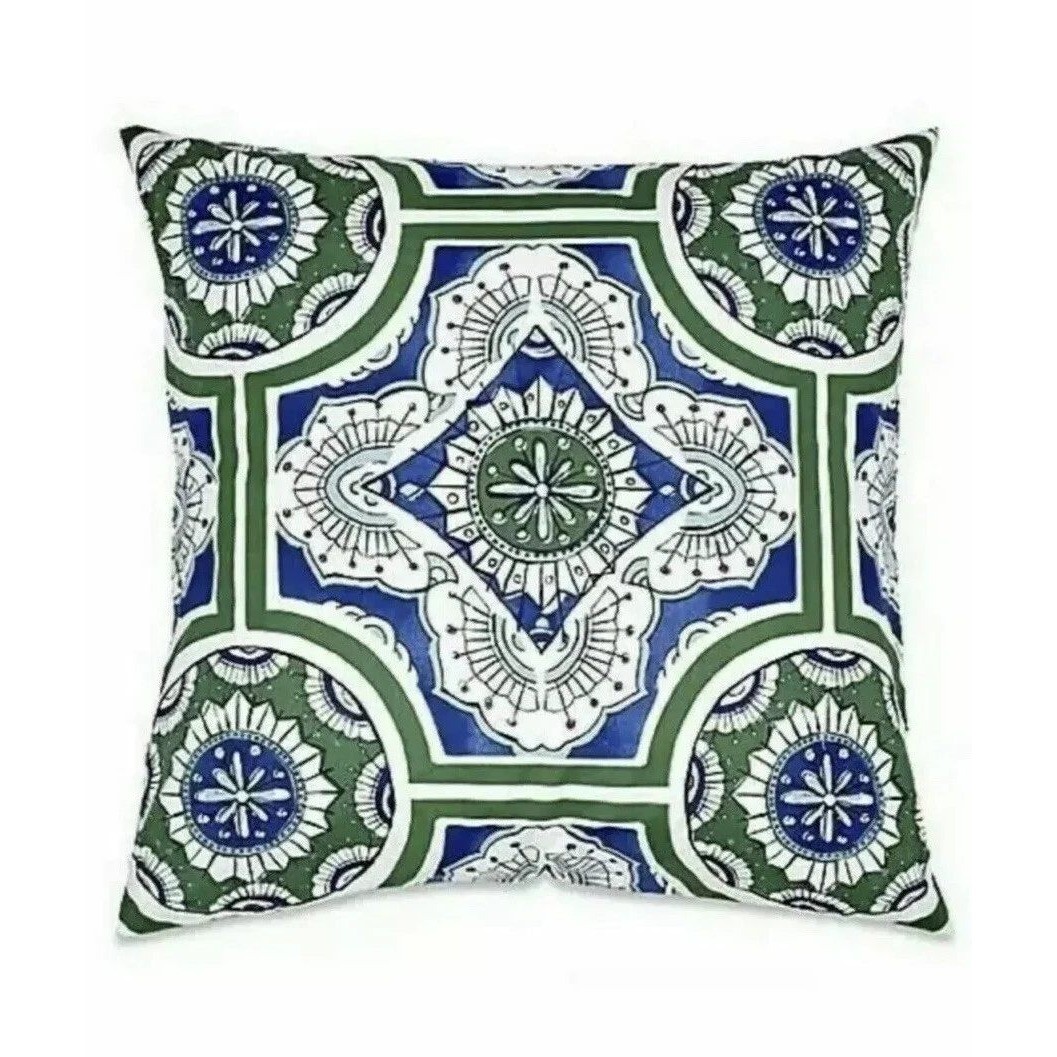 Real Simple Sutton Euro Pillow Shams Set of 2 Blue Green 26x26 Cotton Geometric
