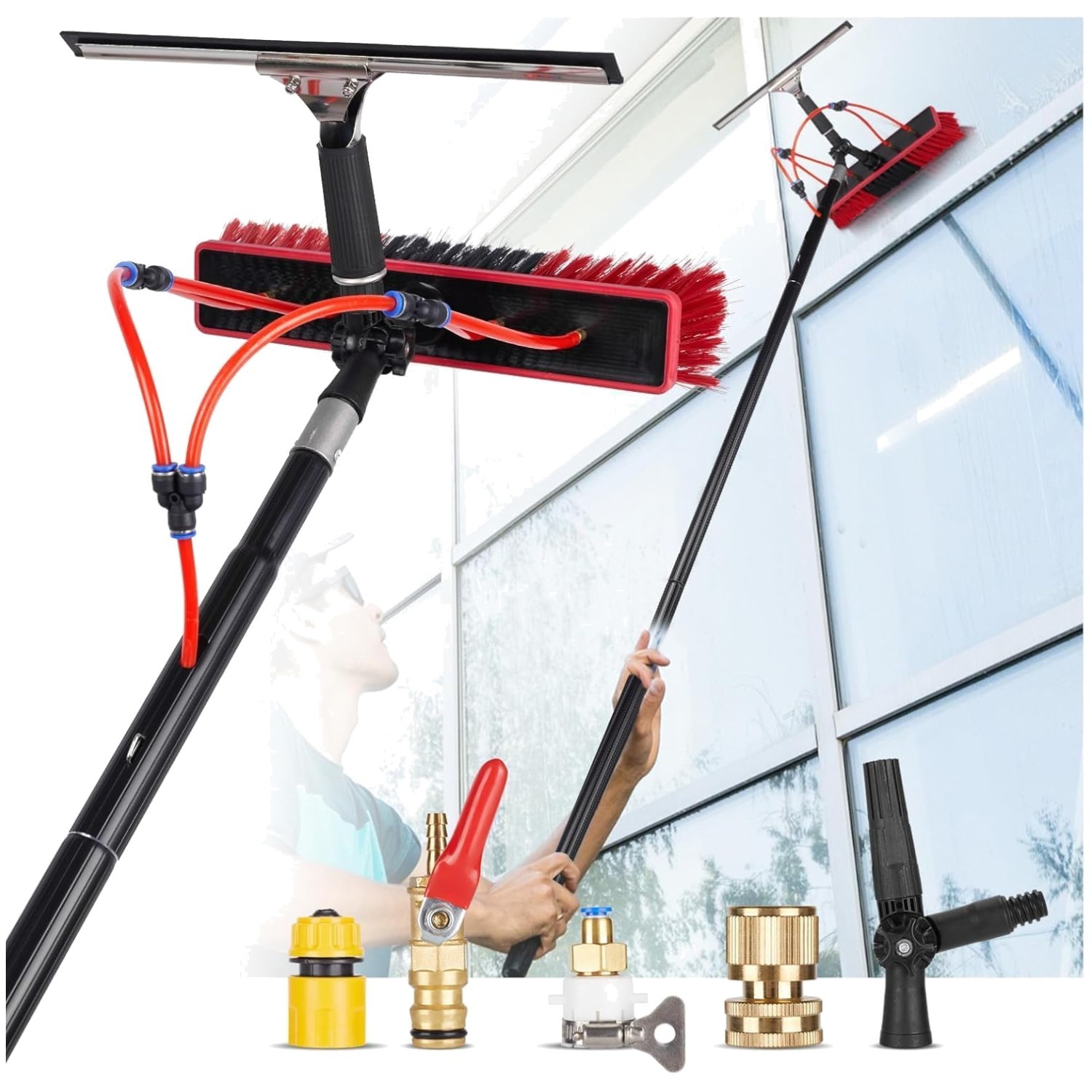 35ft Solar Panel Cleaning Kit with Brush & Squeegee