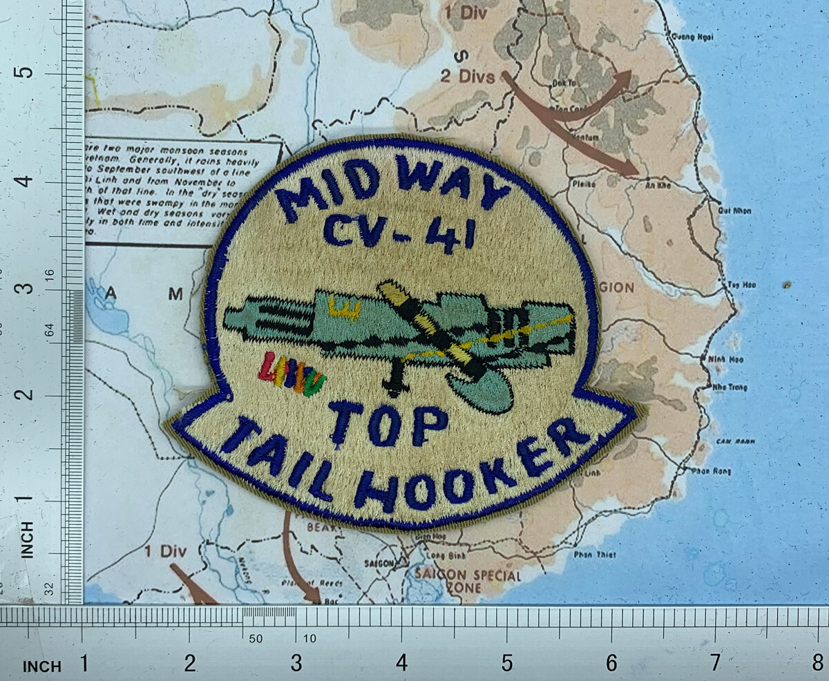 Patch , US Navy USS Midway CV-41 Top Tail Hooker Patch , USN MIDWAY CV 41 , S8