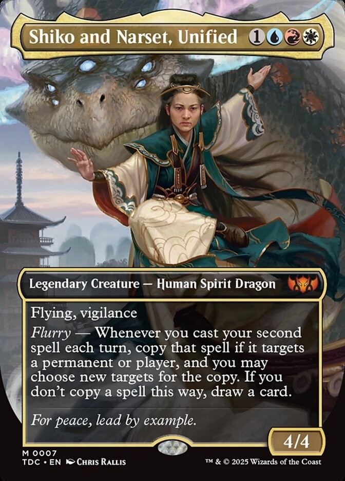 Shiko and Narset, Unified 0007 Mythic Borderless Foil Tarkir Commander MTG NM