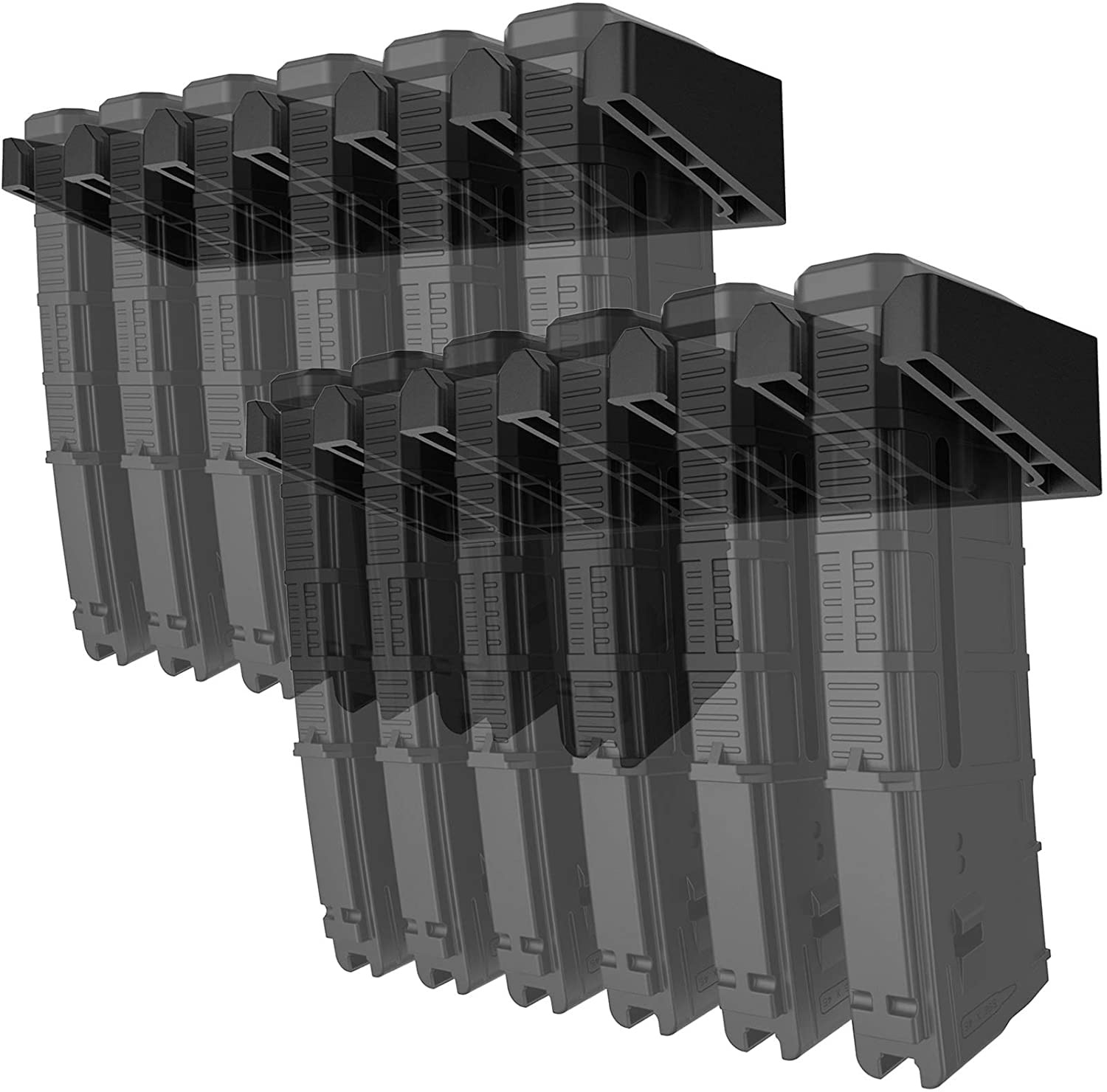 RUSFOL Solid ABS 6X Standard PMAG Wall Mount, Mag Holder, Home 2PACK, Black
