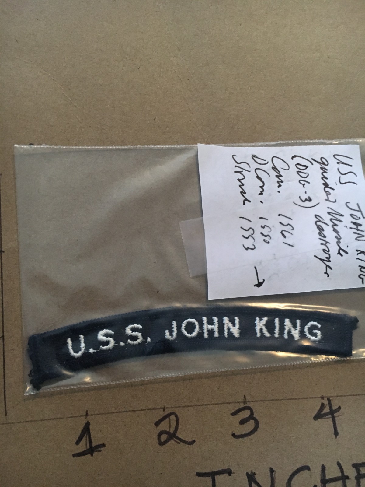 US NAVY SHOULDER STRIP TAB *** rocker *** Patch USS John King