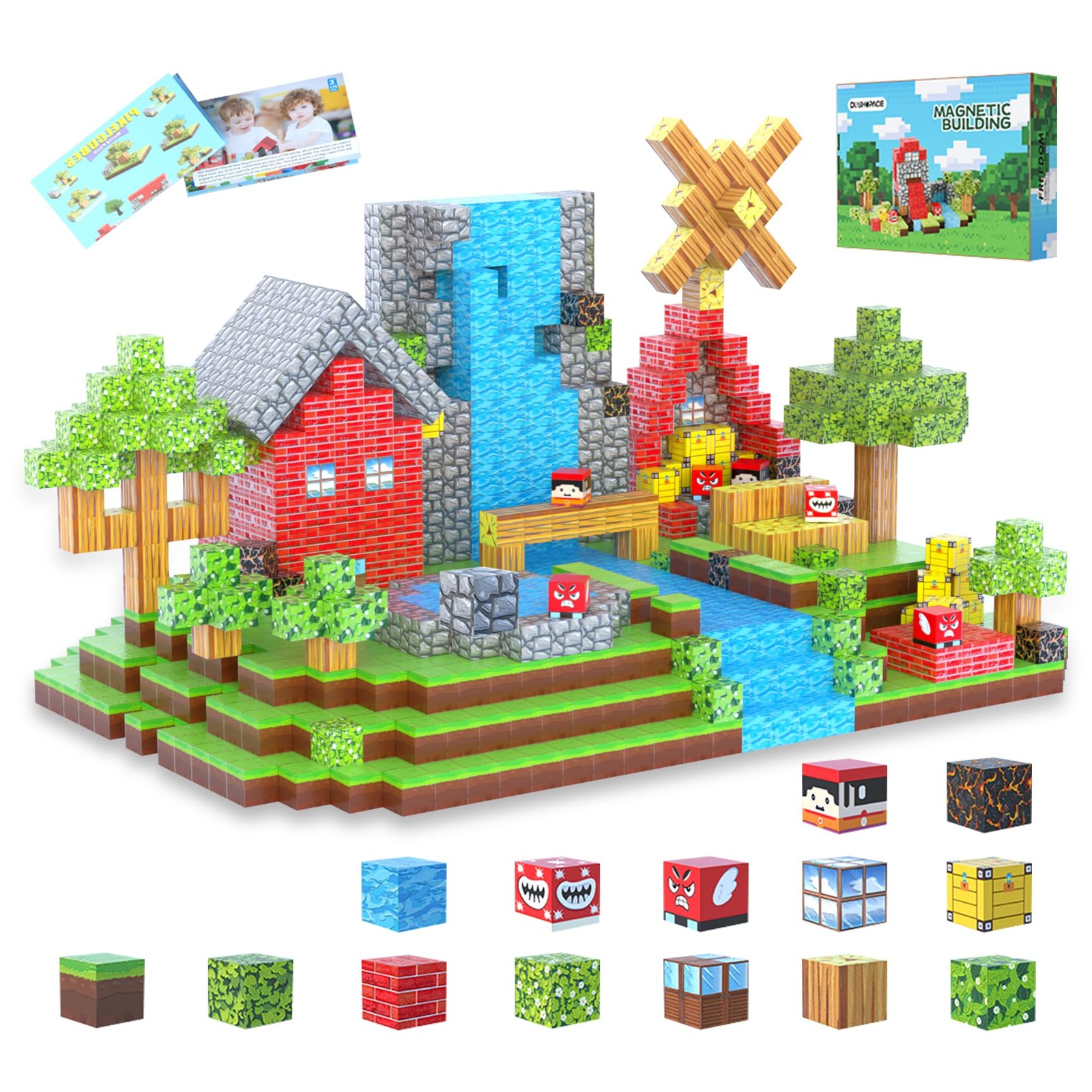 DUSH PACE 176 PCS Magnetic Blocks for Kids Ages 4-8, STEM Building Toys for 3+ Y