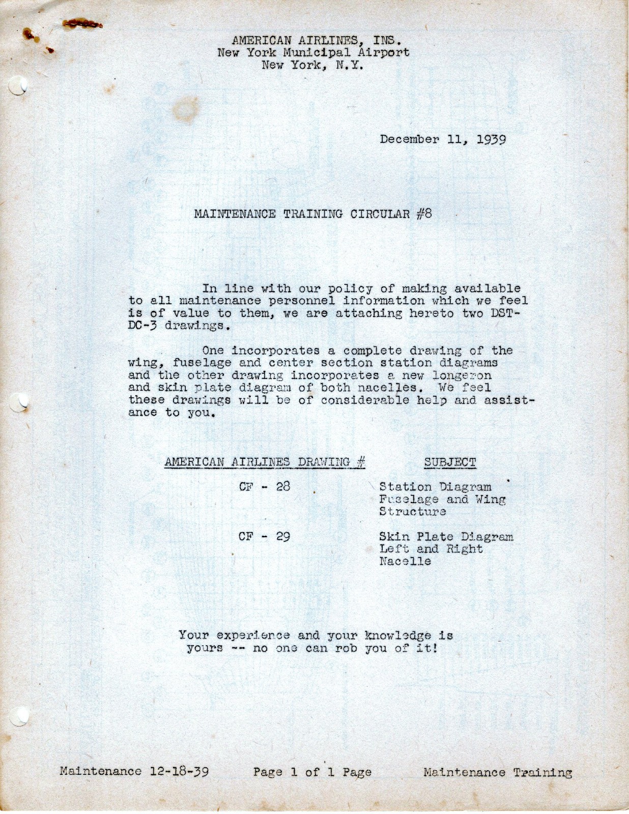 1939 AMERICAN AIRLINES Mechanic Apprentice Training Information Booklets 85 Pgs.