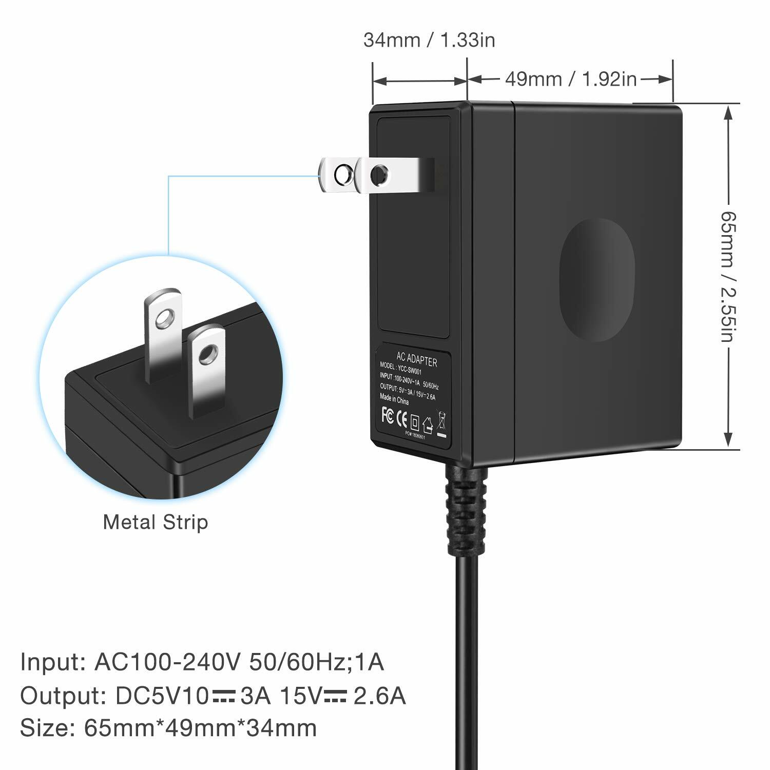 AC Adapter Power Supply Wall Charger For Nintendo Switch Dock & Pro Controller