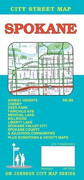 City Street Map of Spokane, Washington, by GMJ Map