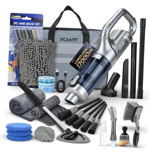 29PCS Car Cleaning Kit Interior Detailing for Men Women（Grey） | 17000PA Gray