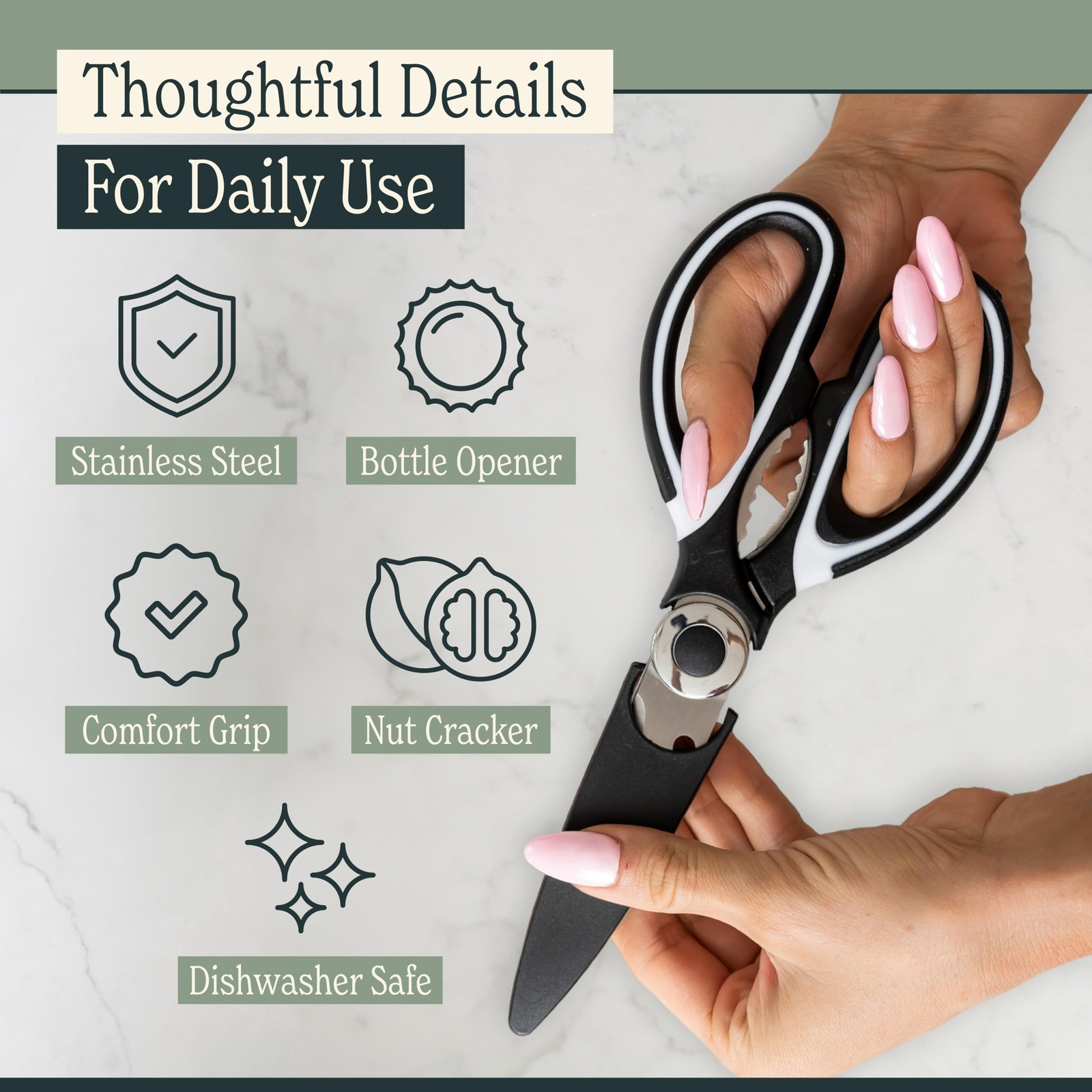 Heavy Duty Kitchen Shears With Sharpener - Lifetime Replacement Warranty* - M...