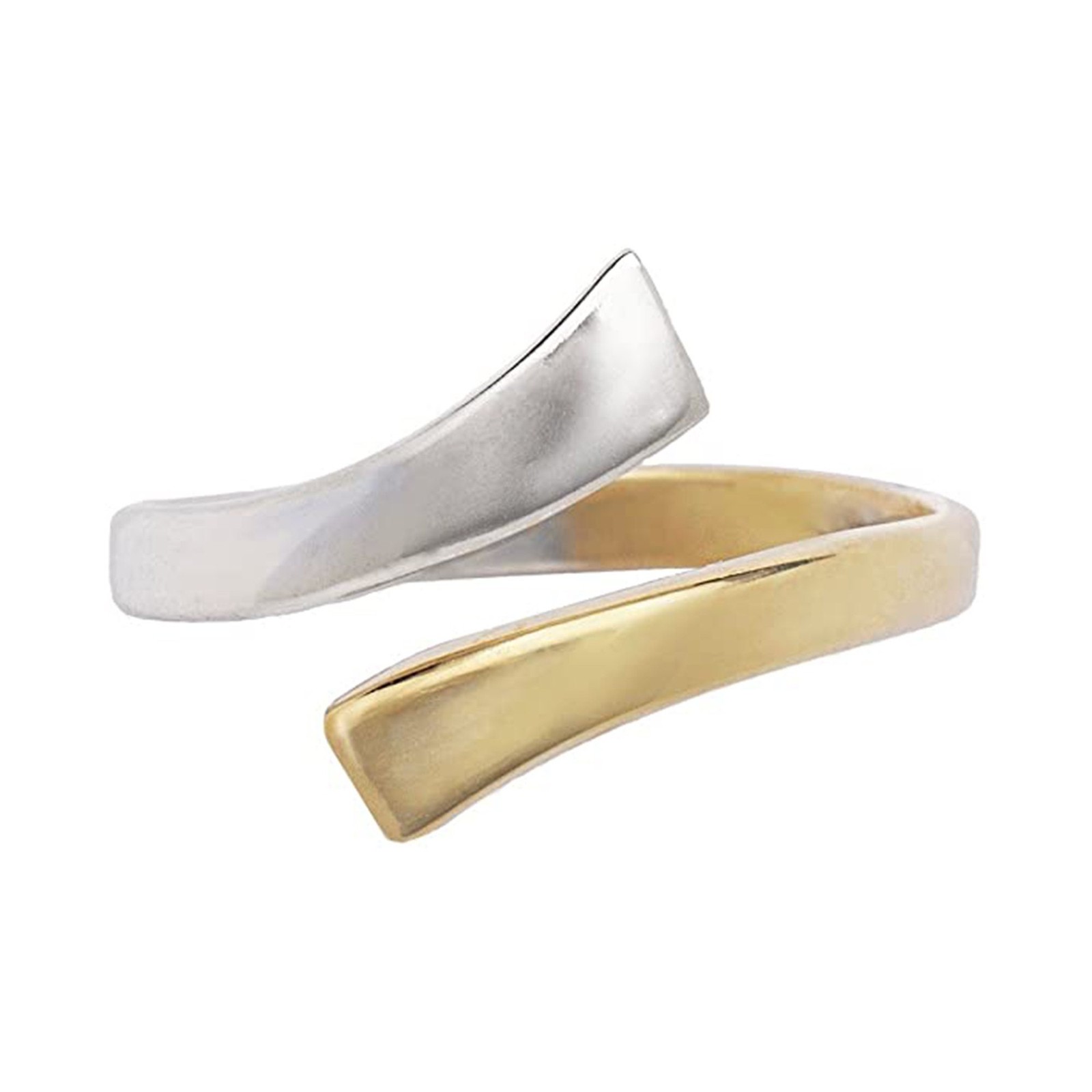 Solid 10k or 14k Two-Tone Gold Bypass Adjustable Polished Toe Ring , minimalist