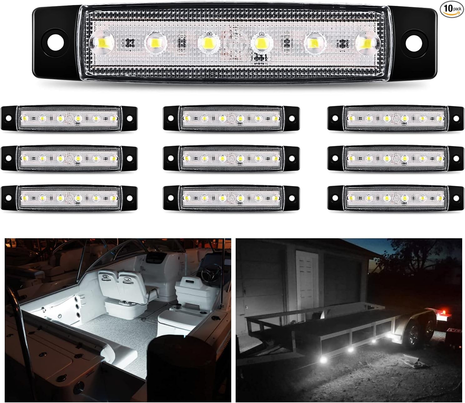 10PCS 3.8” 6LED White LED Indicator Light Truck Camper Side Marke Color: White